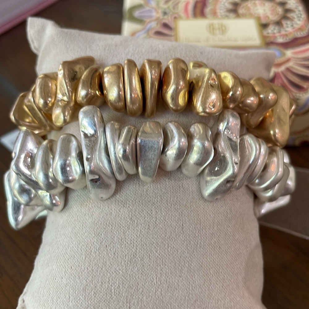 House of Harlow 1960, gold, and silver tone , baroque style, bracelets, NIB